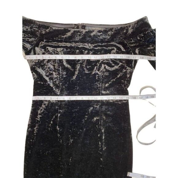 CYNTHIA STEFFE Off the Shoulder Black Velvet Drape Sleeve Bodycon‎ Sheath Sz 8 - Picture 7 of 10